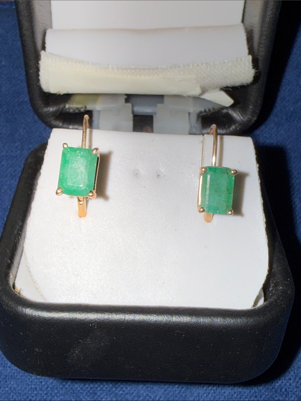 Vintage 14K Emerald Rectangular Drop Earrings 2.00 CTTW - Women Jewelry